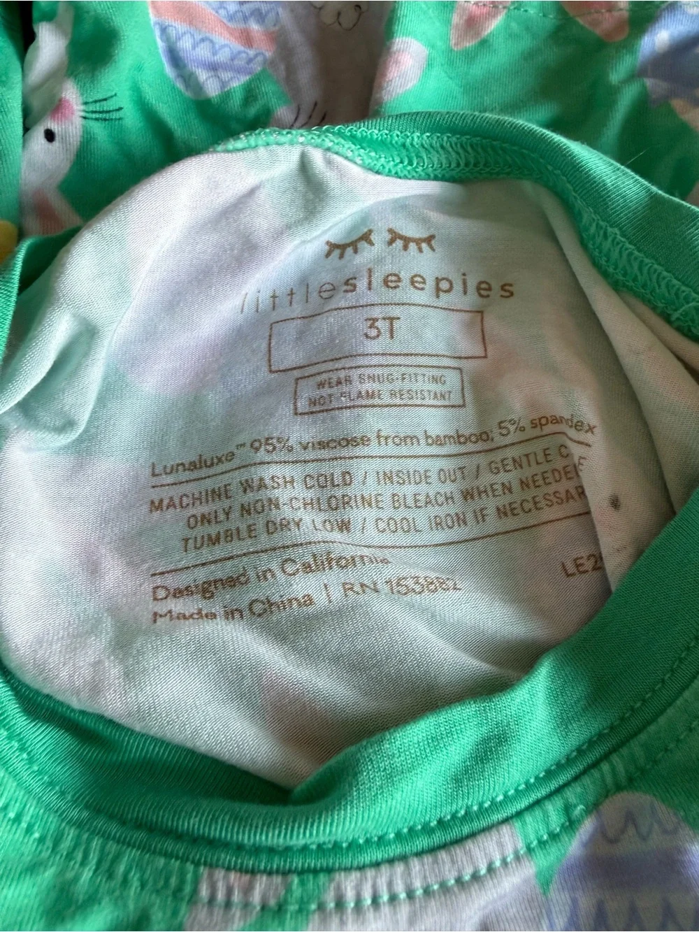 Little Sleepies Green Bunny & Easter Egg Pajama Set